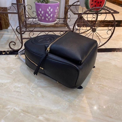 GUCCI SOHO CHAIN LEATHER BACKPACK BLACK 31CM