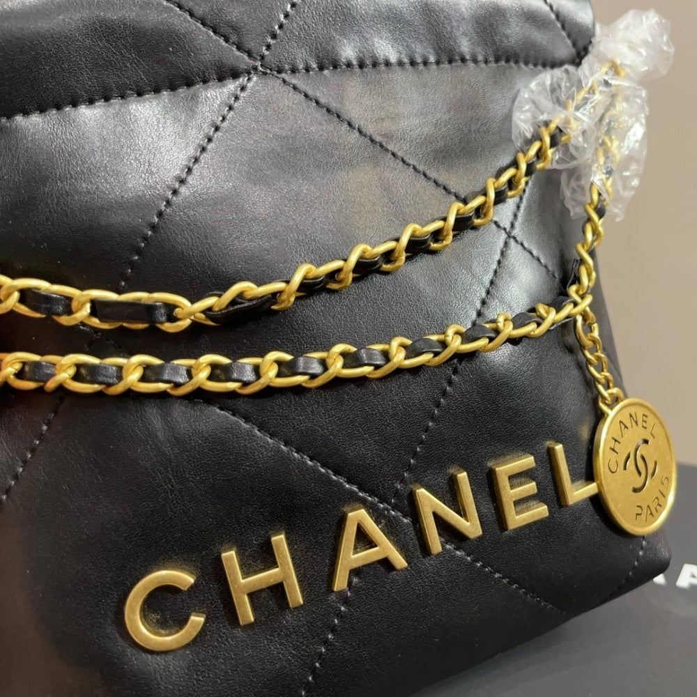 CHANEL 22 MINI HANDBAG BLACK 23CM AS3980 B19059 94305
