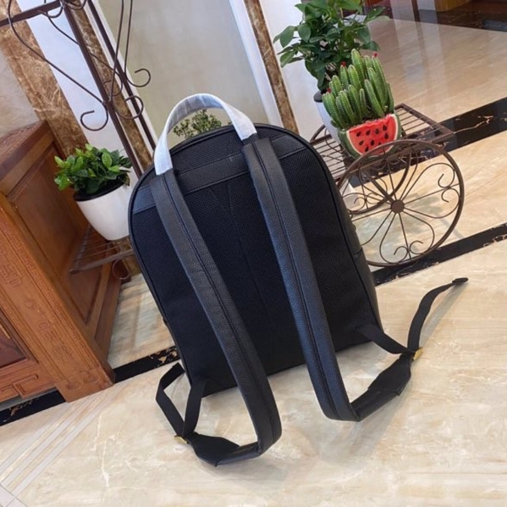 GUCCI PRINT LEATHER BACKPACK BLACK 41CM