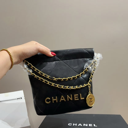 CHANEL 22 MINI HANDBAG BLACK 23CM AS3980 B19059 94305