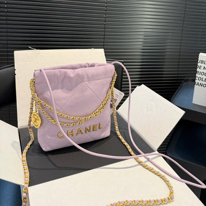 CHANEL 22 MINI HANDBAG LIGHT PINK 23CM AS3980 B08037 NY558