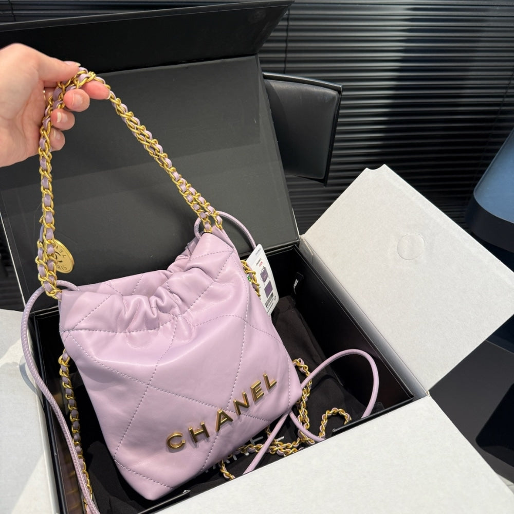 CHANEL 22 MINI HANDBAG LIGHT PINK 23CM AS3980 B08037 NY558