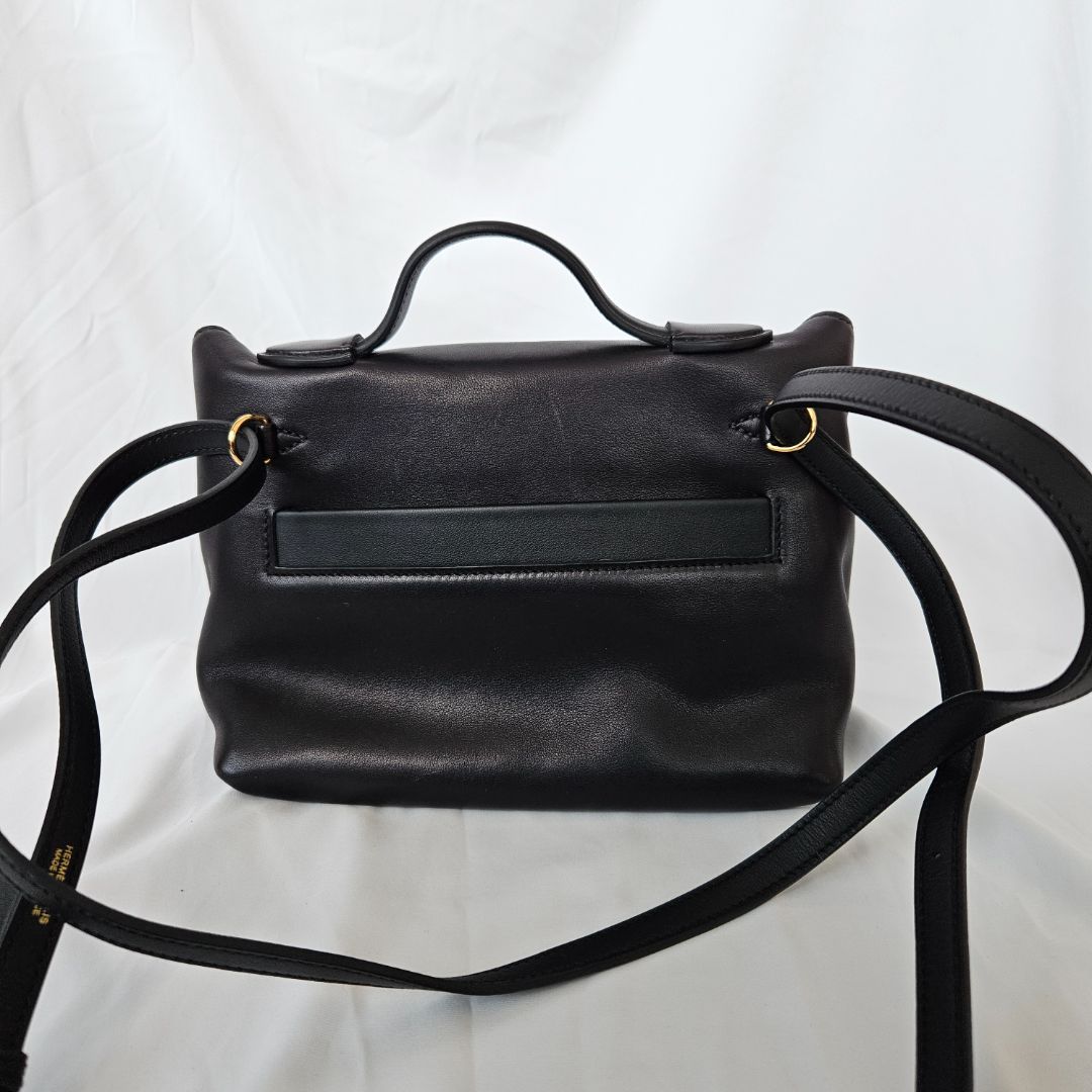 Hermès 24/24 21 Black in Swift Leather with Lizard Touch with Gold Hardware