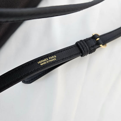 Hermès 24/24 21 Black in Swift Leather with Lizard Touch with Gold Hardware