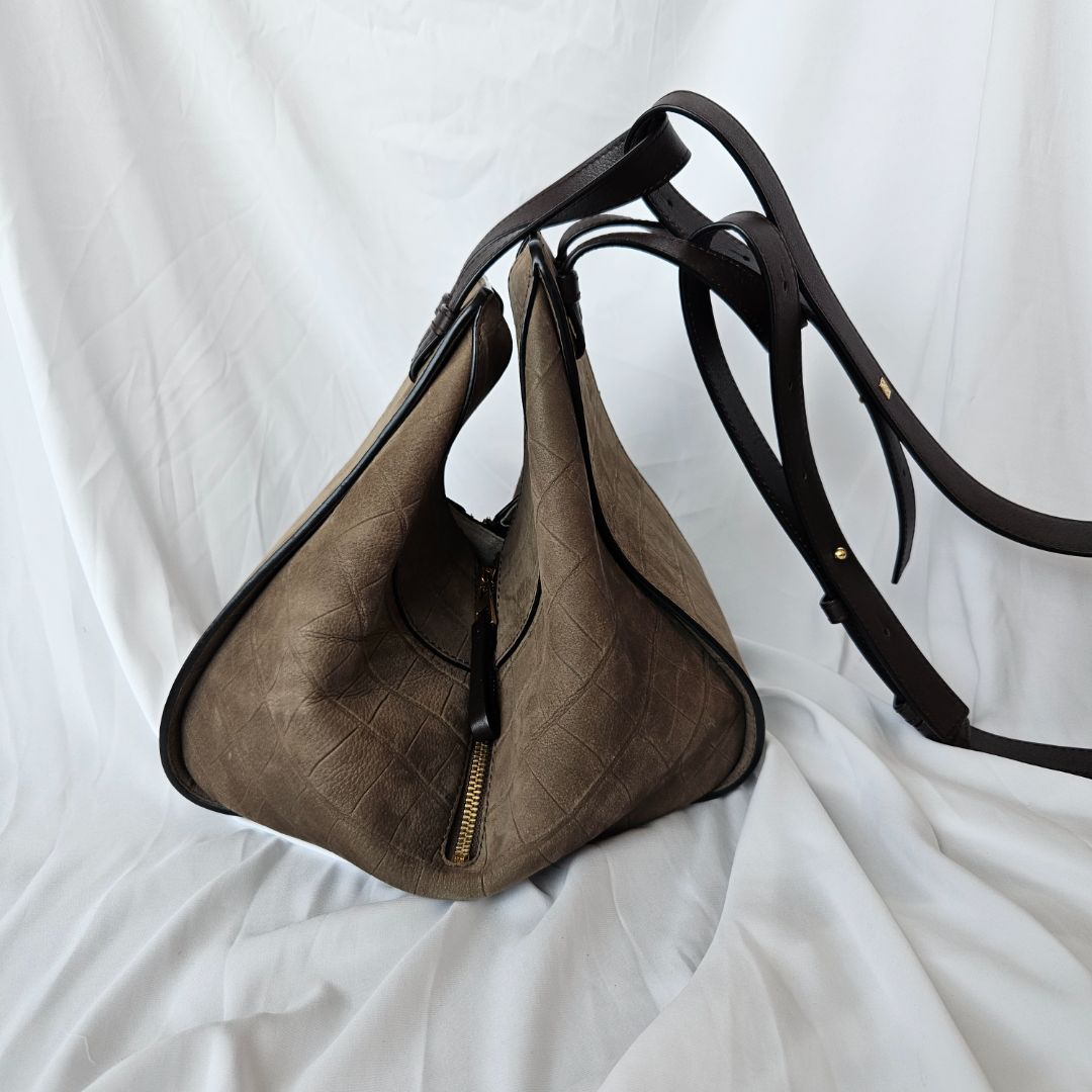 Loewe Hammock small mock croc suede shoulder bag