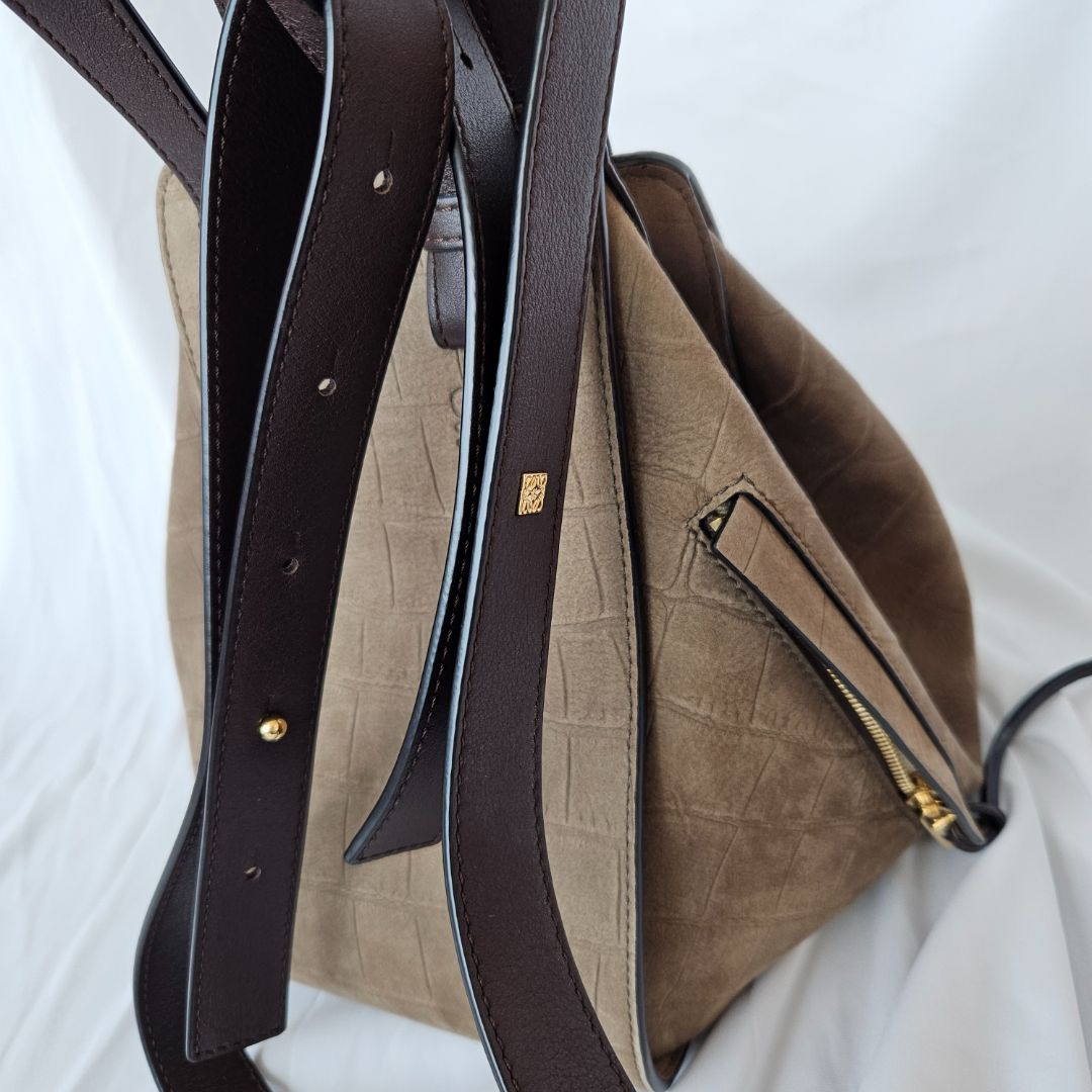 Loewe Hammock small mock croc suede shoulder bag