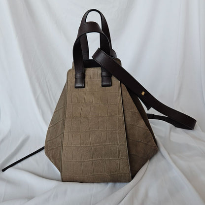 Loewe Hammock small mock croc suede shoulder bag
