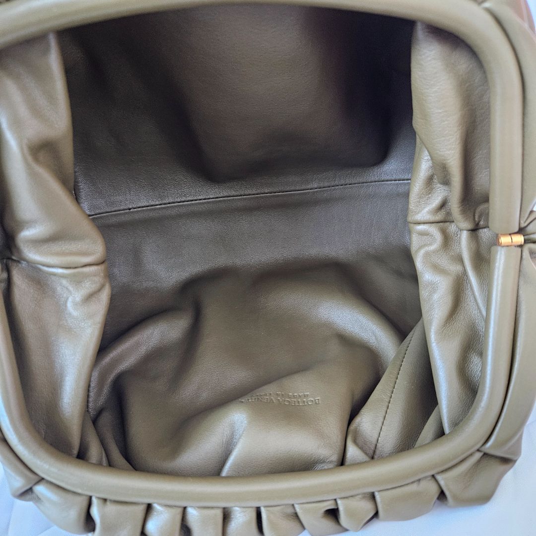 Bottega Veneta Olive Green Leather The Pouch Clutch