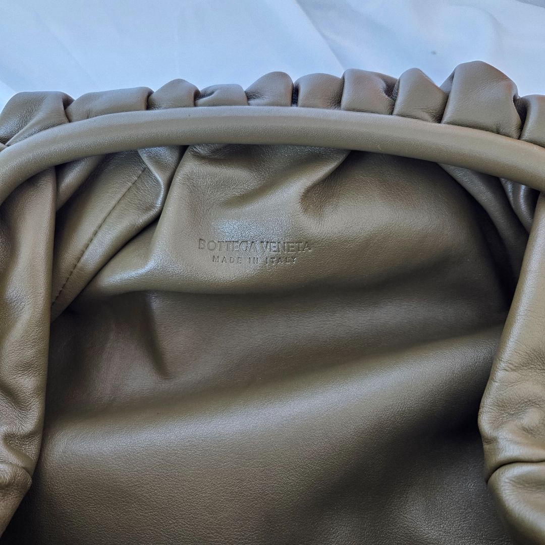 Bottega Veneta Olive Green Leather The Pouch Clutch
