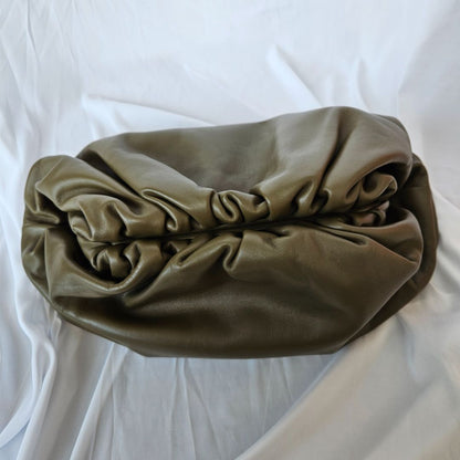 Bottega Veneta Olive Green Leather The Pouch Clutch