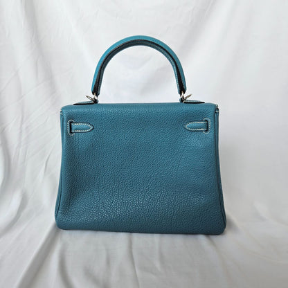 Hermès Kelly 25 bleu jean with PHW