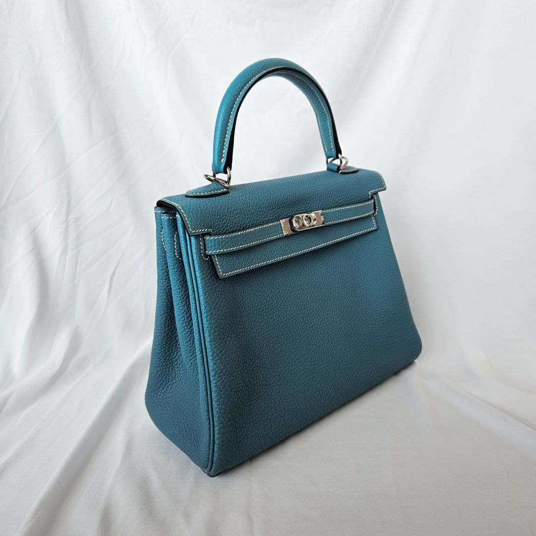 Hermès Kelly 25 bleu jean with PHW