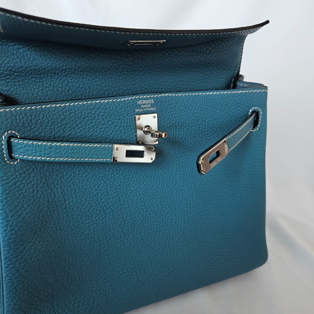 Hermès Kelly 25 bleu jean with PHW