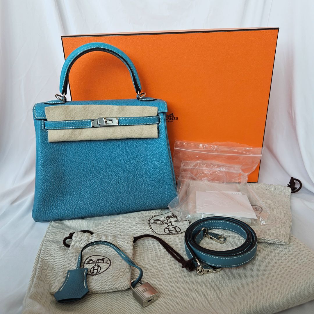 Hermès Kelly 25 bleu jean with PHW