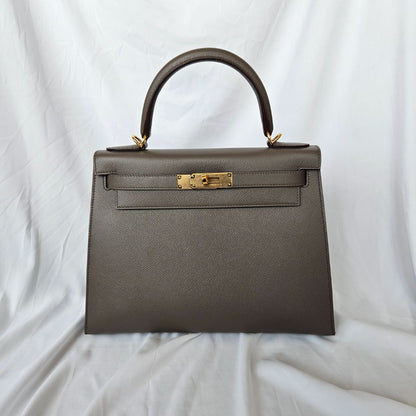 Hermès Kelly II Sellier 28 Etoupe Handbag