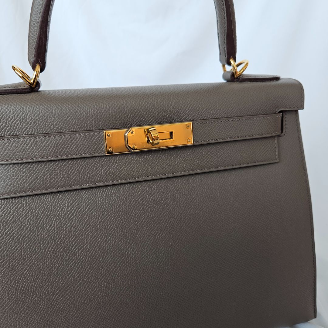 Hermès Kelly II Sellier 28 Etoupe Handbag
