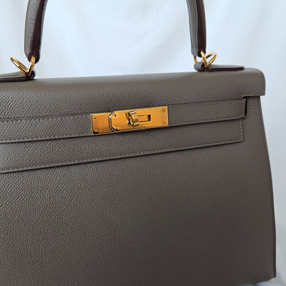 Hermès Kelly II Sellier 28 Etoupe Handbag