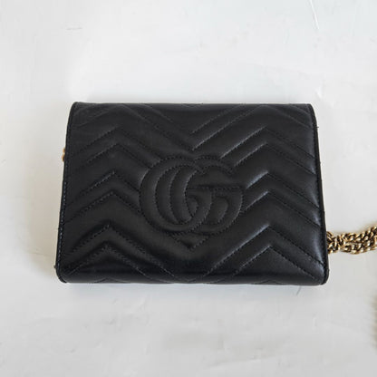 Gucci GG Marmont Chevron Quilted Wallet on Chain
