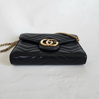 Gucci GG Marmont Chevron Quilted Wallet on Chain