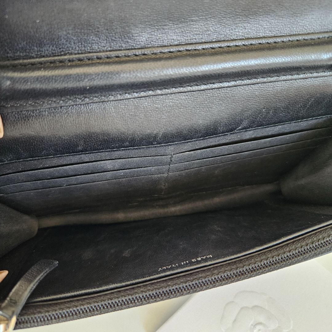 Chanel Black Quilted Leather Diamond CC Wallet On Chain