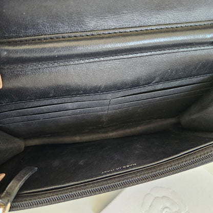 Chanel Black Quilted Leather Diamond CC Wallet On Chain