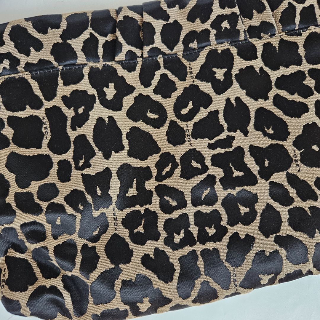 Fendi Black Canvas Animal Print Jacquard New Forever Flap Shoulder Bag