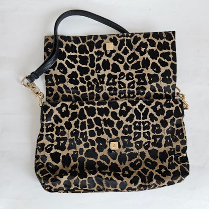 Fendi Black Canvas Animal Print Jacquard New Forever Flap Shoulder Bag