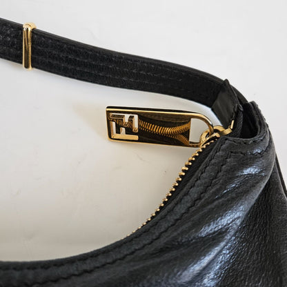 Fendi black leather hobo bag