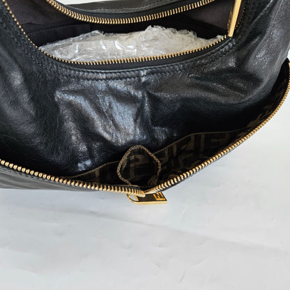 Fendi black leather hobo bag