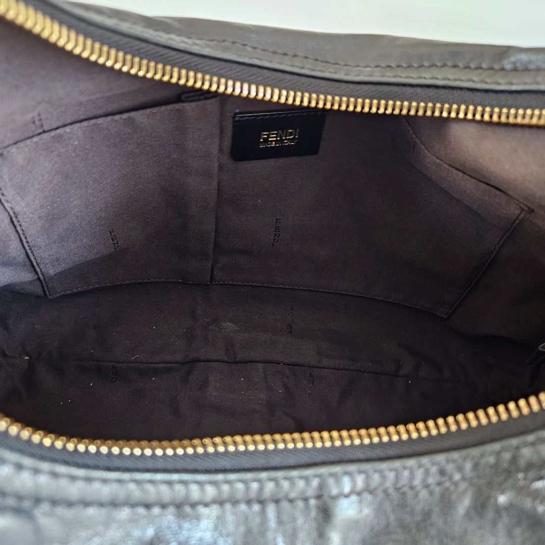Fendi black leather hobo bag