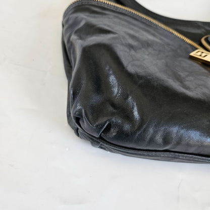 Fendi black leather hobo bag