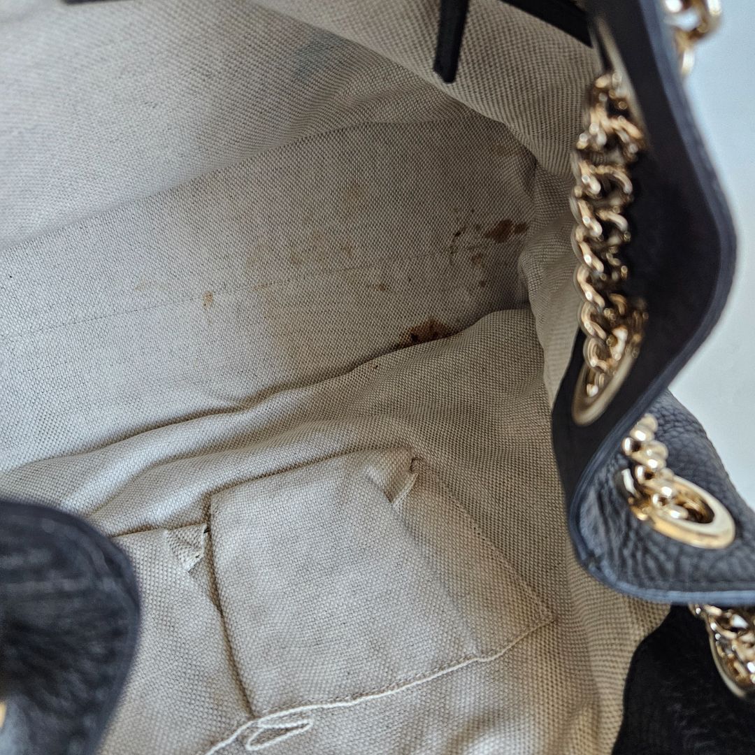 Gucci Black Leather Medium Soho Chain Tote