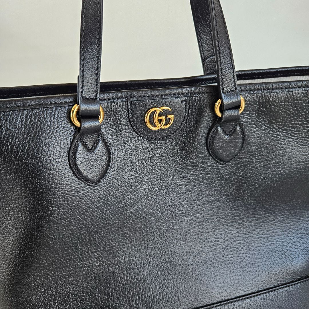 Gucci Black Leather Tote Small Bag
