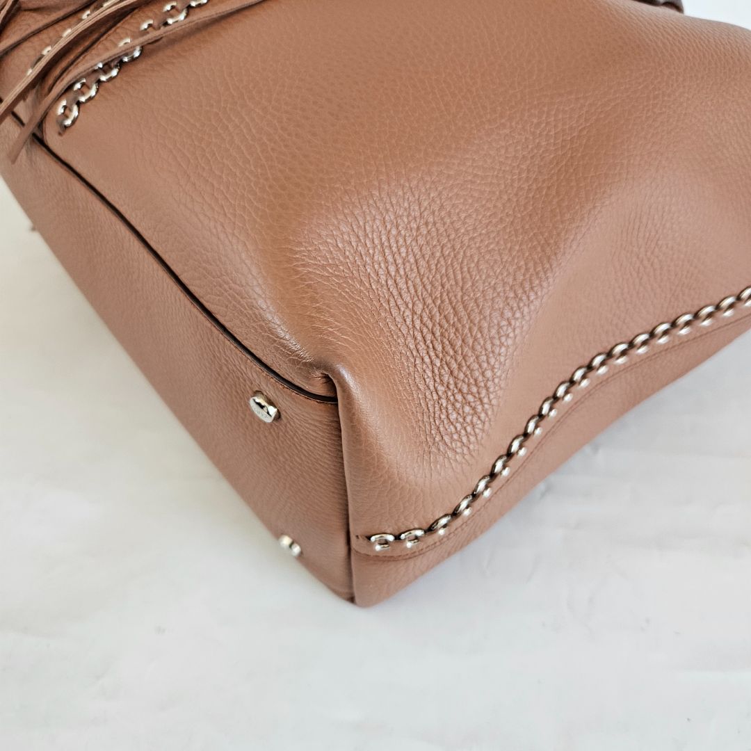 Tod's Tan Leather ANJ Rings Shopper Tote