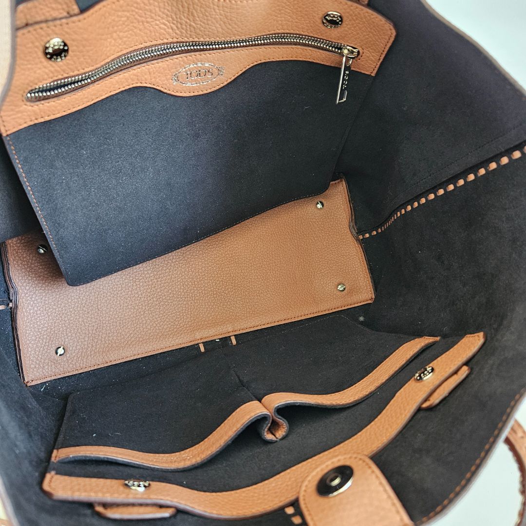 Tod's Tan Leather ANJ Rings Shopper Tote