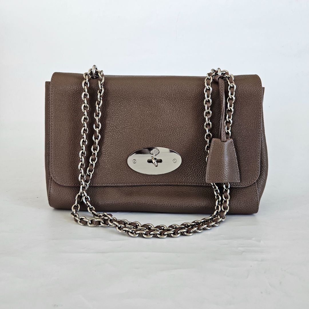 Mulbery brown leather flap bag
