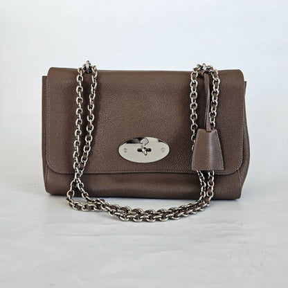 Mulbery brown leather flap bag