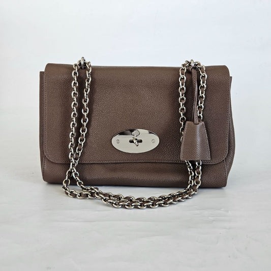 Mulbery brown leather flap bag