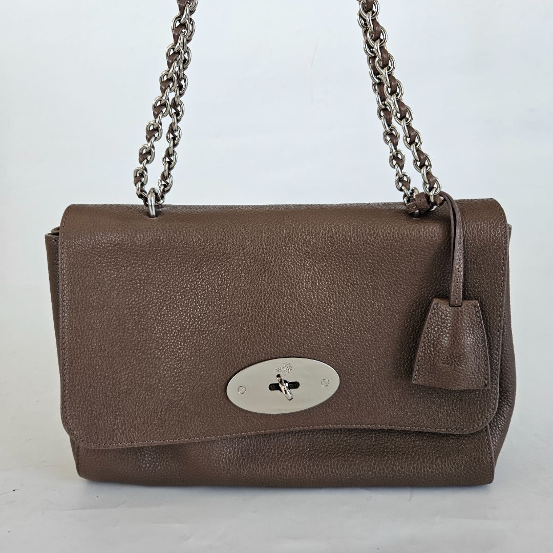 Mulbery brown leather flap bag
