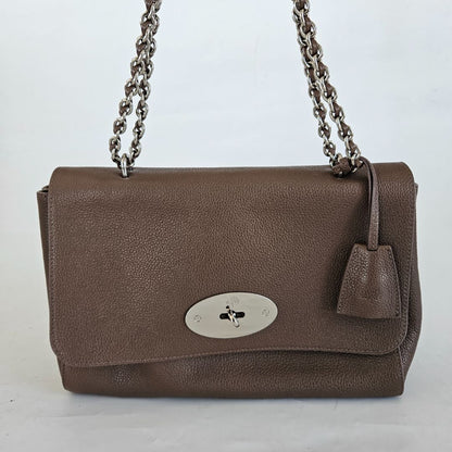 Mulbery brown leather flap bag