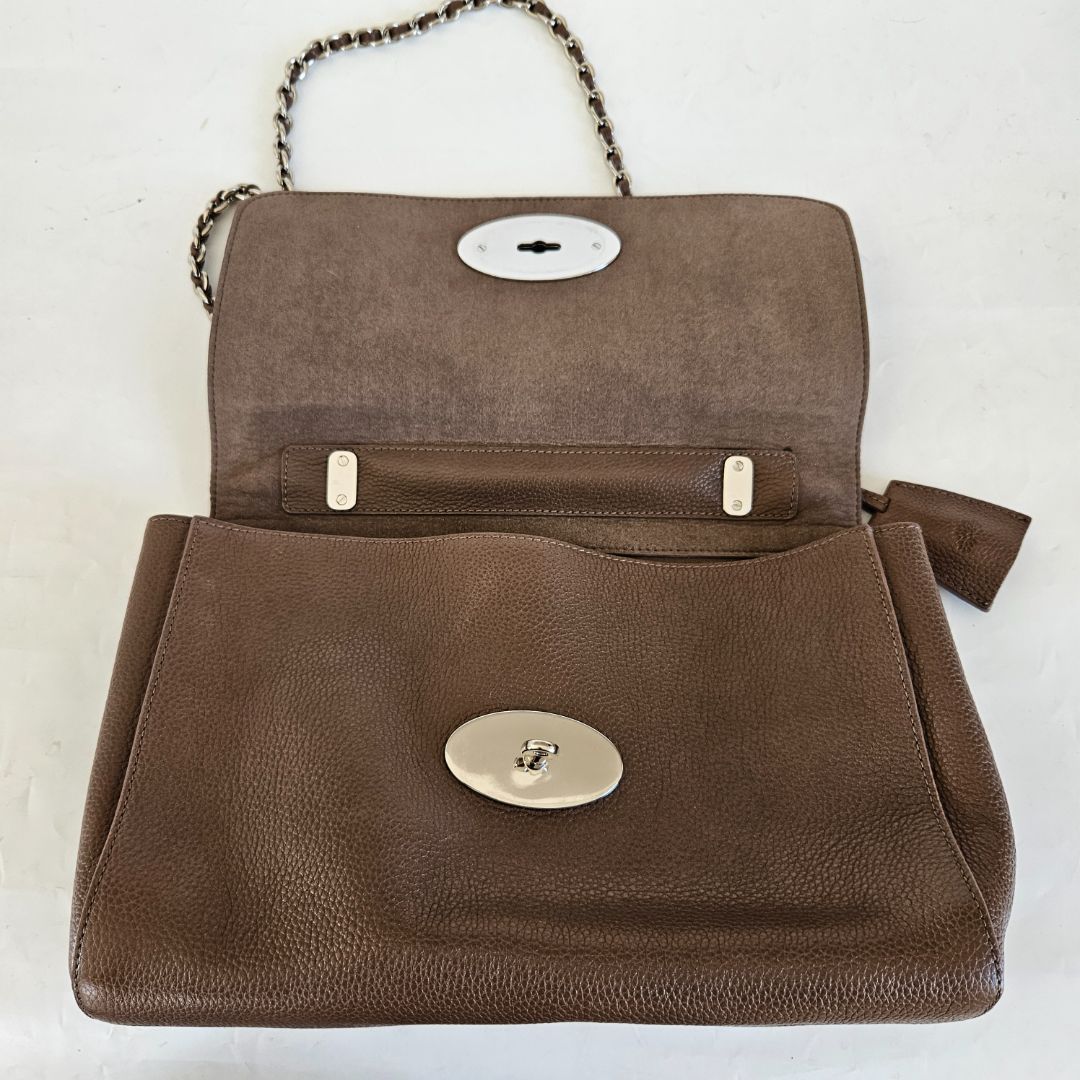 Mulbery brown leather flap bag