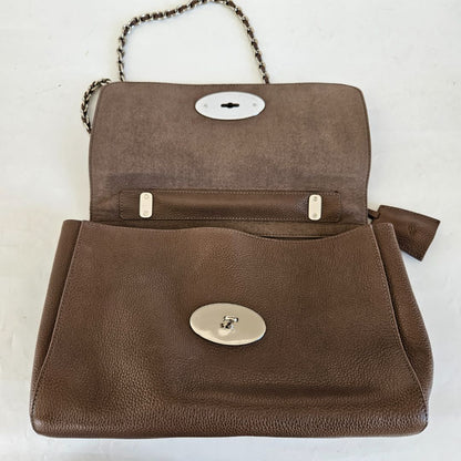 Mulbery brown leather flap bag