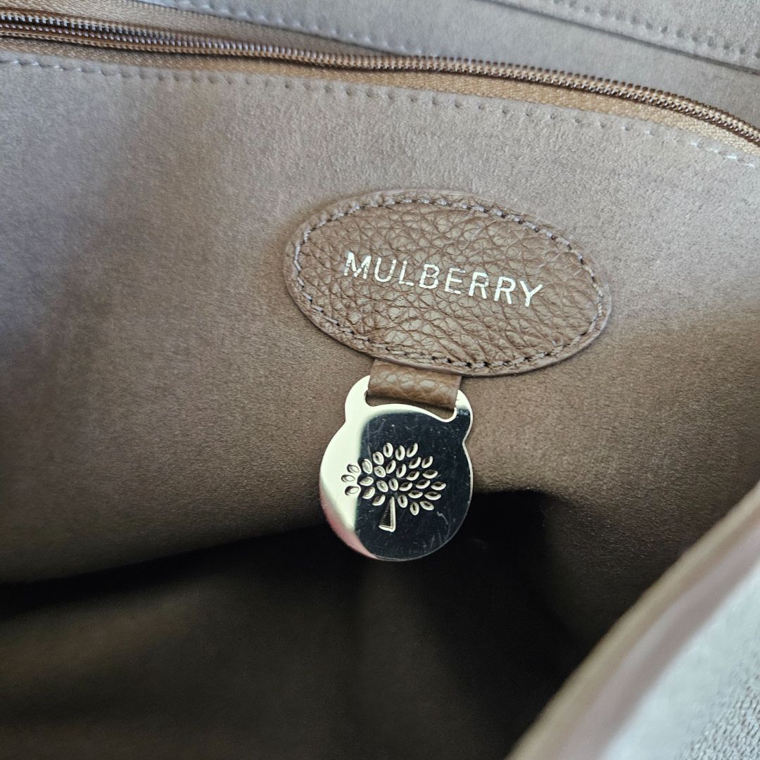 Mulbery brown leather flap bag