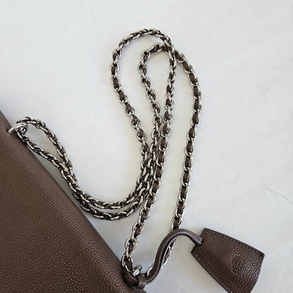 Mulbery brown leather flap bag