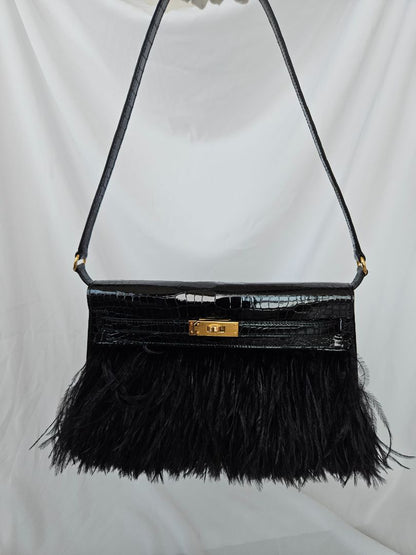 Hermès Kelly Elan Foile Black Shiny Porosus