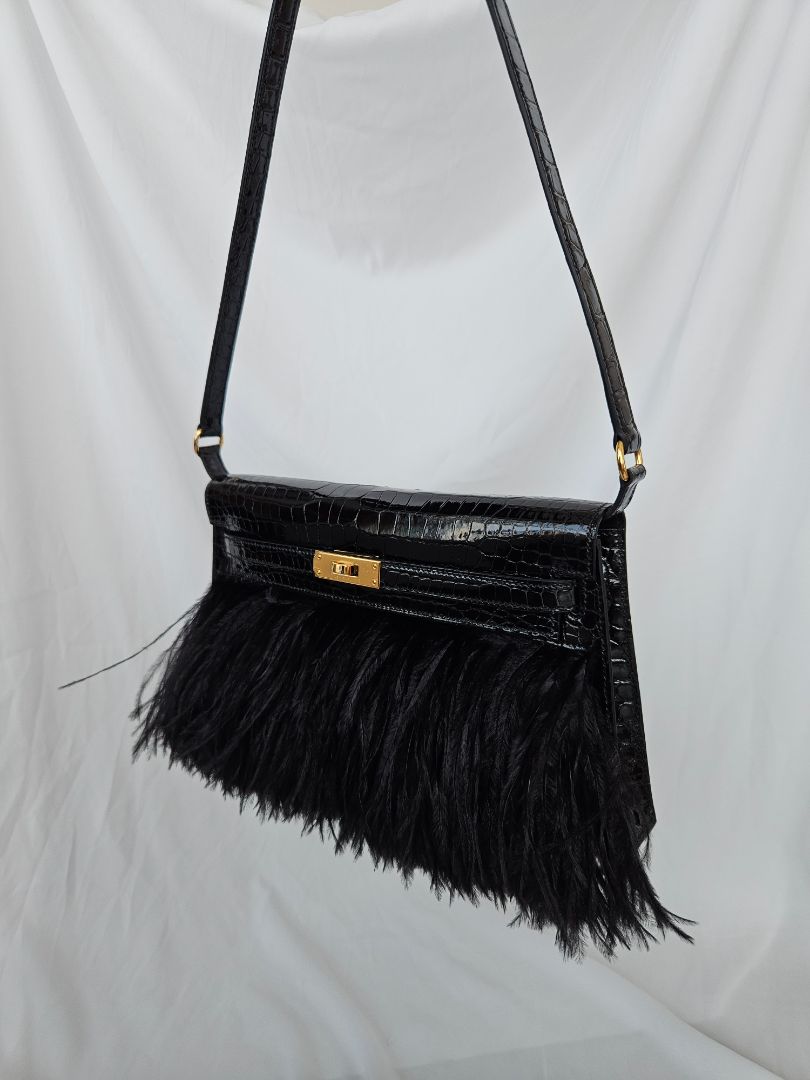 Hermès Kelly Elan Foile Black Shiny Porosus