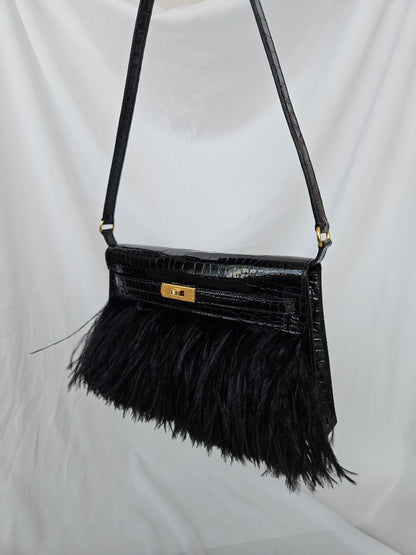 Hermès Kelly Elan Foile Black Shiny Porosus