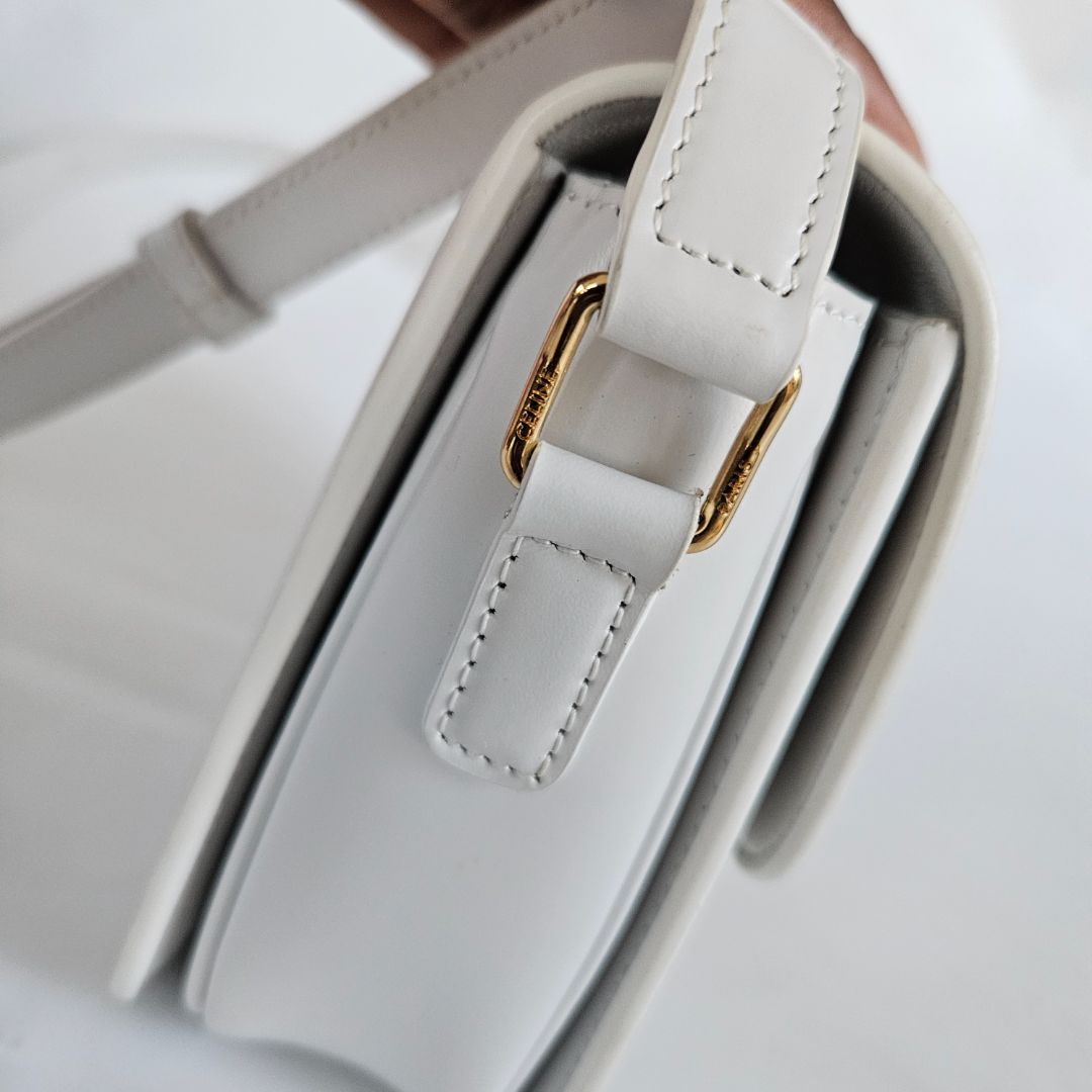 Celine Shiny White Teen Triomphe Bag