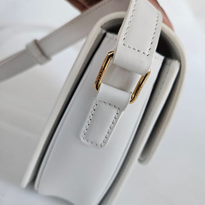 Celine Shiny White Teen Triomphe Bag