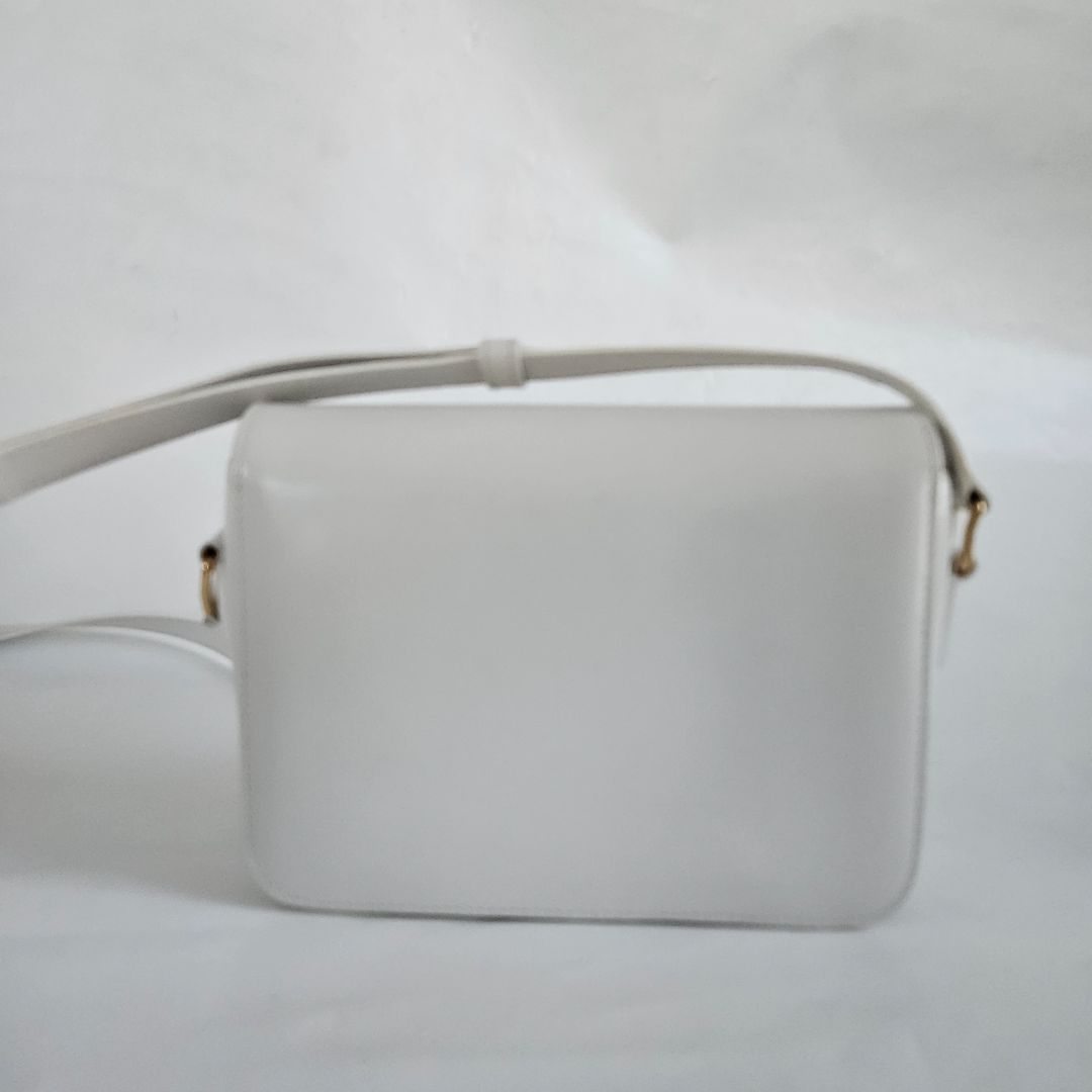 Celine Shiny White Teen Triomphe Bag